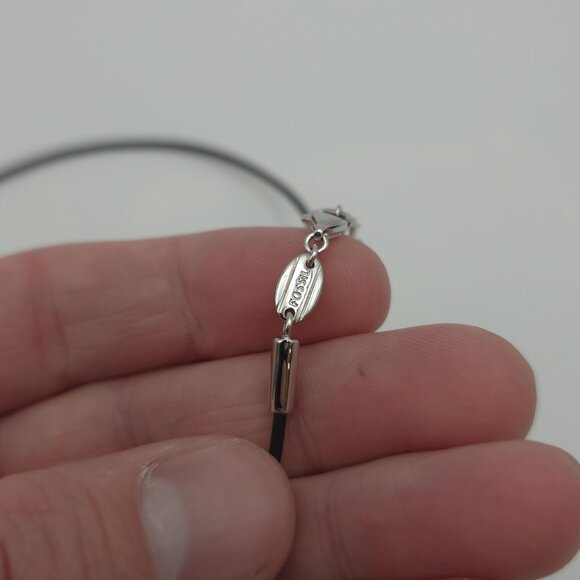 16+2 Inch Sterling Silver & Rubber Cubic Zirconia Fossil Necklace A1228 - Picture 5 of 8